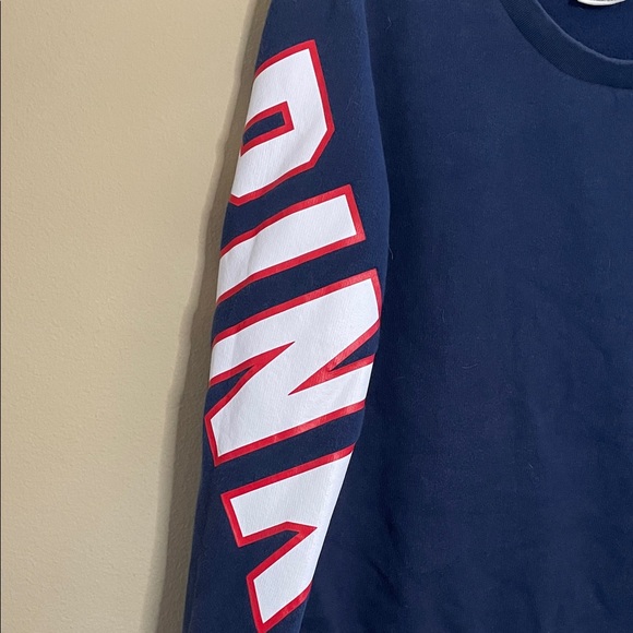 PINK Victoria's Secret Navy Sweatshirt with Red and White Accents SZ L - Picture 2 of 7